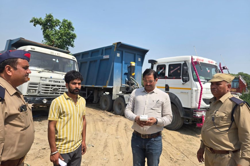 Gautam budh nagar ओवरलोड वाहनो के विरुद्ध  परिवहन विभाग की कड़ी कार्रवाई